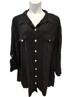 Roaman’s Plus Size Button-Front Long Sleeve Shirt. 3X